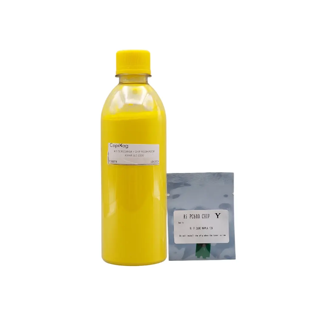 KIT DE RECARGA DE TONER + CHIP RICOH PC 600 YELLOW/AMARILLO 200G