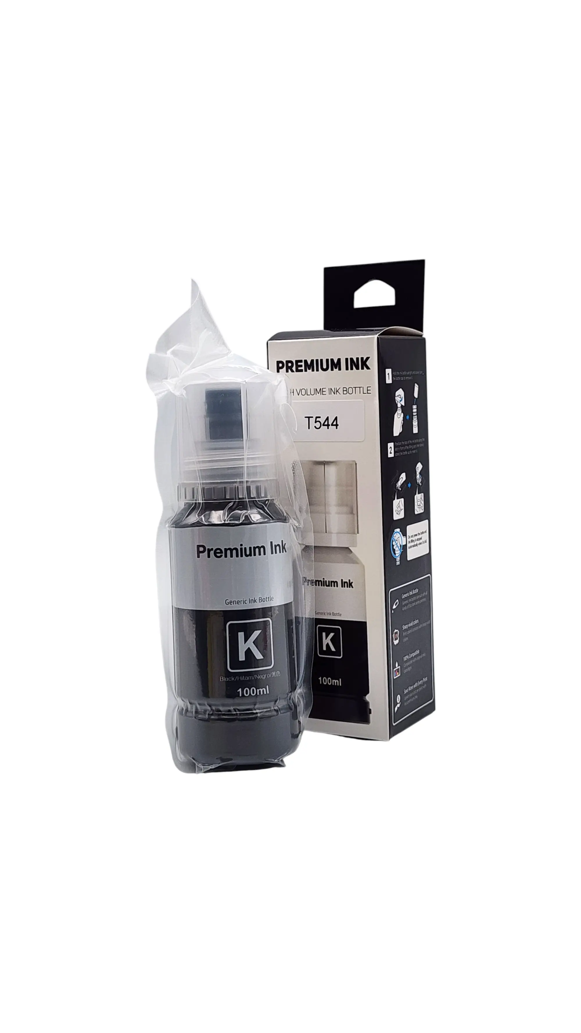 TINTA EPSON NEGRO T544 L1110 L1210 L3110 L3150 L3160 L3210 L3250 L3251 L3260 L5190 L5290 PREMIUN INK 100ML