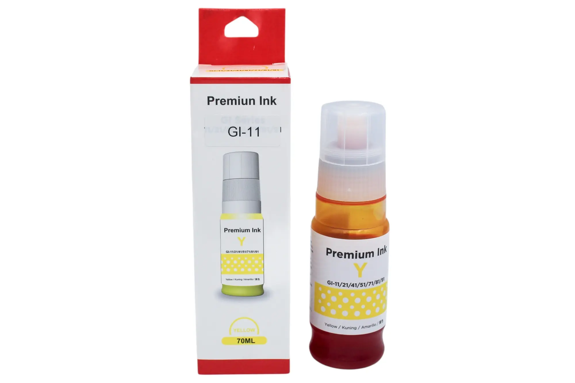TINTA PREMIUN INK AMARILLO CANON GI-190 GI-490 GI-790 GI-890 GI-990 G1800 G2800 G3800 G1000 G2000 G1100 G2900 G3900 70ML
