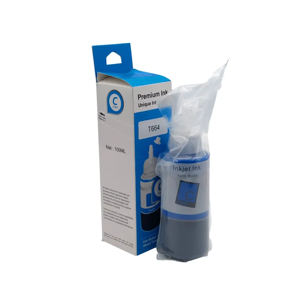 TINTA PREMIUN INK CYAN EPSON T664 L110 L120 L121 L200 L210 L220 L300 L310 L350 L355 L365 L375 L380 ET2500 100ML